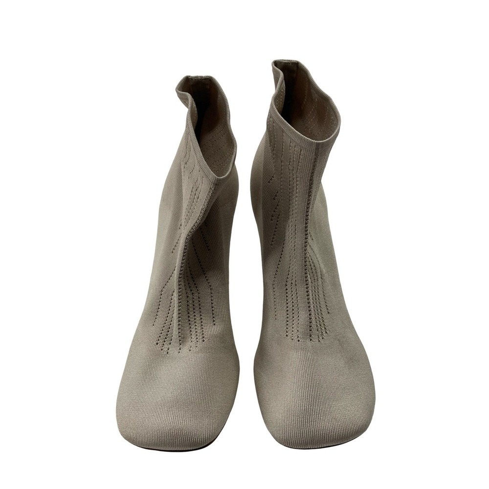 Celine Women Ankle Boots Sock Style Beige Ribbed Knit Size 40.5